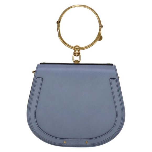 Chloe Nile Hand Bag Leather 2way Light Blue Gold Auth 111358V - Picture 2 of 16